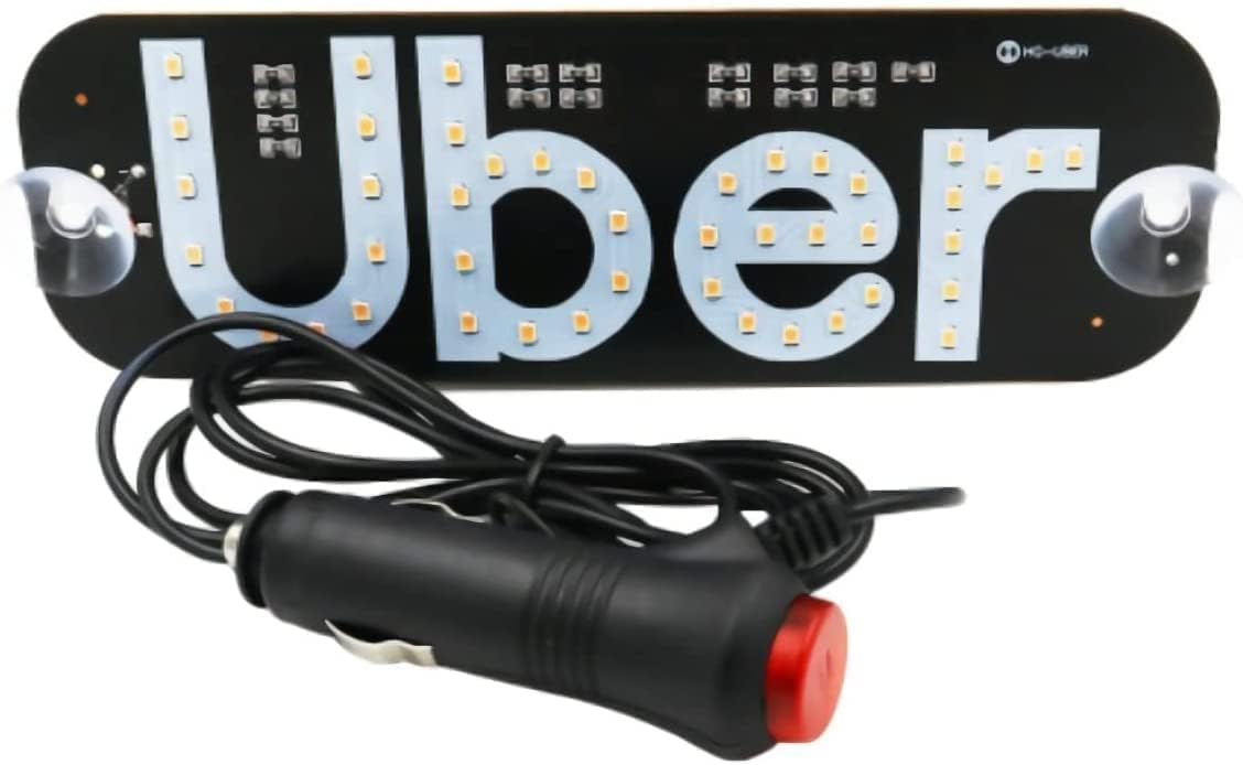 Led Light Signs, U&amp;amp;BER Sign Light Windshield, Green Glow Taxi LED Sign Decal Stickers with Suction Cups Flashing Hook on Car Window, LED