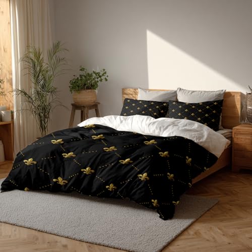 Parure de lit Fleur de Lis King Size avec couette et taies Batmerry