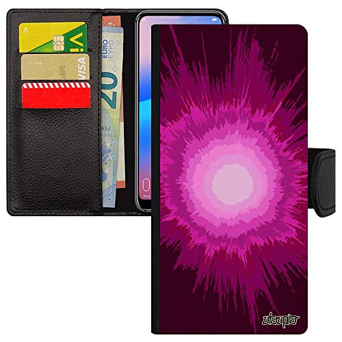 Étui simili cuir Samsung Galaxy A21s de haute qualité avec rabat design soleil noir et rose