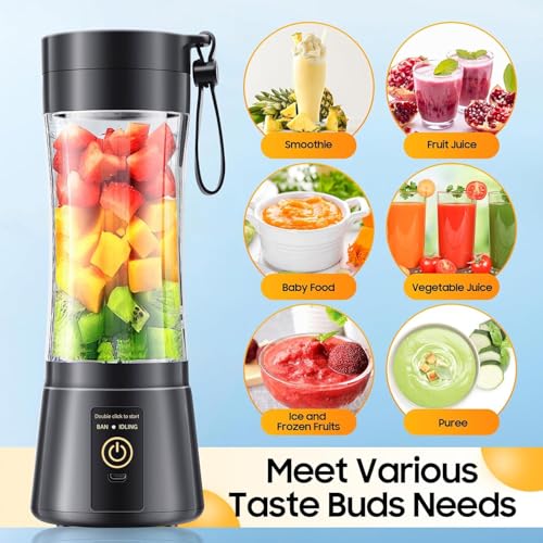 Image of Xapiaxa Portable 450 ml Blender 6-Blade - USB Rechargeable Personal Smoothie Maker, Juicer Cup, BPA-Free Travel Mixer (Multicolor)