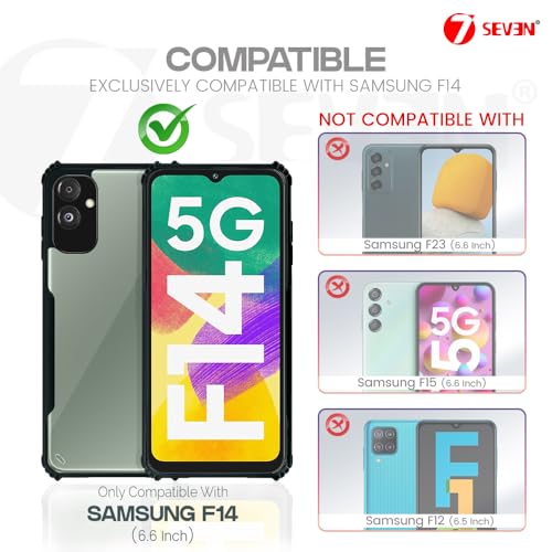 Image of 7SEVEN Ipacky Back Cover for Samsung F14 Mobile Back Case Shock Proof Design Camera Edges Protection Crystal Clear Phone Case Precise Cutouts Matte Black Soft Bumper Phone Cover