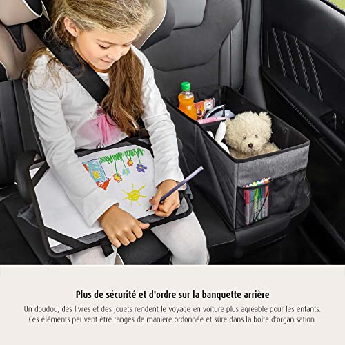 reer Rücksitz-Auto-Box TravelKid Box für Ordnung auf der Rückbank, schmutzabweisend, Anti-Rutsch-Boden, faltbar, grau