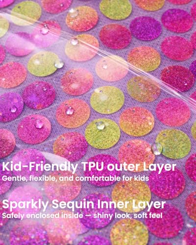 Image of WELAKEN Girls Sequin Raincoat Waterproof Reusable Hooded Outwear Rain Jacket with Lining