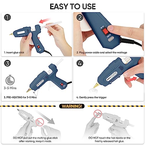 Image of ROMECH Full Size Hot Glue Gun with 60 /100W Dual Power and 21 Hot Glue Sticks (7 /16 inch), Fast Preheating Heavy Duty Industrial Gluegun with Storage Case for Crafting, DIY and Repairs (Blue)