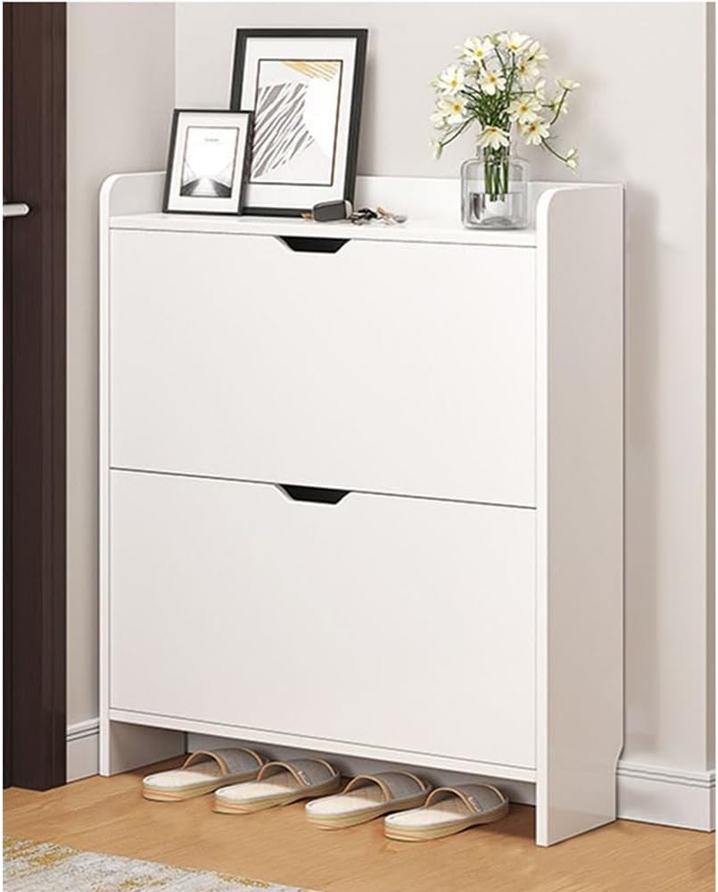 NKX 2 Tier Shoe Rack Organizer Storage Foldable Closet with Doors for Living Room