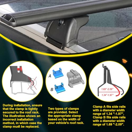 51.2" Roof Rack Cross Bars Fits for Most Cars with Flush Rails Black (2Pcs) by ROSY PIXEL - Used condition - Image 4