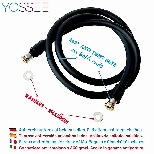 YOSSEE PVC Smooth Shower Hose 1.5M / 59 Inch with Anti-Twist Brass Connections, Universal Replacement, Flexible - Image 3