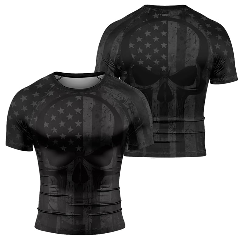 Patriot Men's BJJ Short Sleeve Rash Guard – Compression Shirt for Brazilian Jiu Jitsu Grappling No-Gi Training