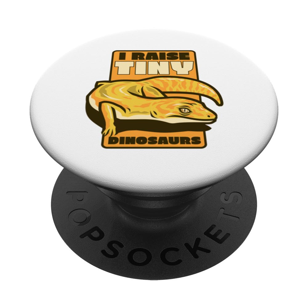 I Raise Tiny Dinosaurs Gekkota Crested Lizard Leopard Gecko PopSockets Swappable PopGrip, Black