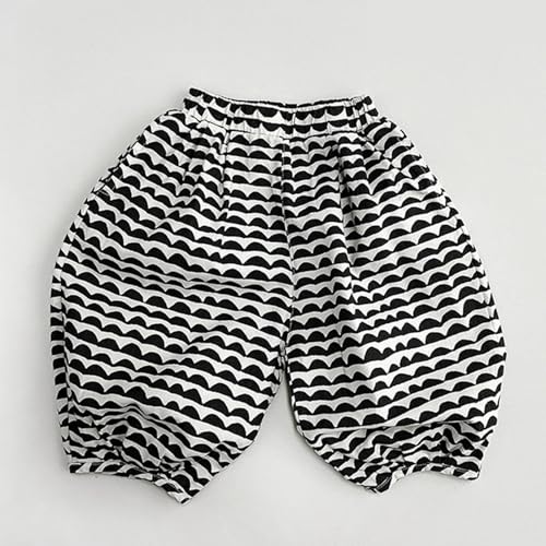 Baby Cotton Linen Long Bloomers Soft Cotton Striped Harem Pants for Boys Girls Elastic Waist Long Pants Bloomers 3-4 Years 14 Black2
