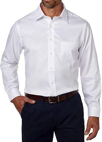 Kirkland Signature Men's 100% Cotton Tailored Fit Dress Shirt White 16 x 35