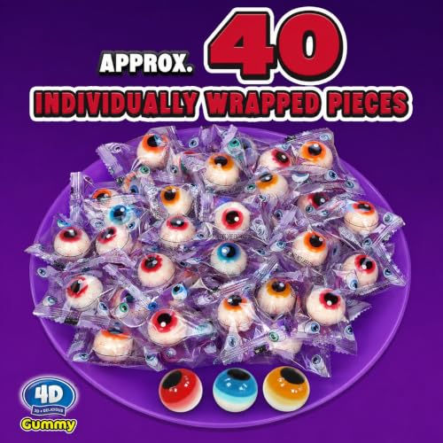 AMOS 4D Gummy Eyeballs, Approx 40 Pieces Halloween Candy, Colorful eyeball-shaped gummies with a chewy bite, perfect for Halloween parties, trick-or-treat bags, and candy bowls. - image 4