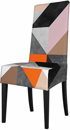 Numland Fundas para sillas de cocina con patrón geométrico negro, líneas doradas de lujo, triángulo, retazos, poliéster elástico para comedor,