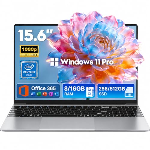 2026 Laptops Computer,15.6' Windows 11 Pro Laptop with Office 365 included,8GB RAM 256GB SSD,Intel Pentium Process,6H Battery,Mini HDMI,cam|Mic,Portable Thin Lap Top for College Student Business Work