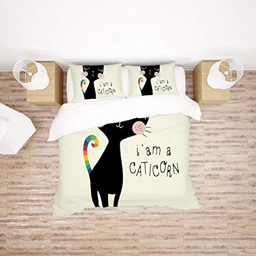 Housse de couette licorne 3 pièces en polyester résistant pour lit enfant - 3