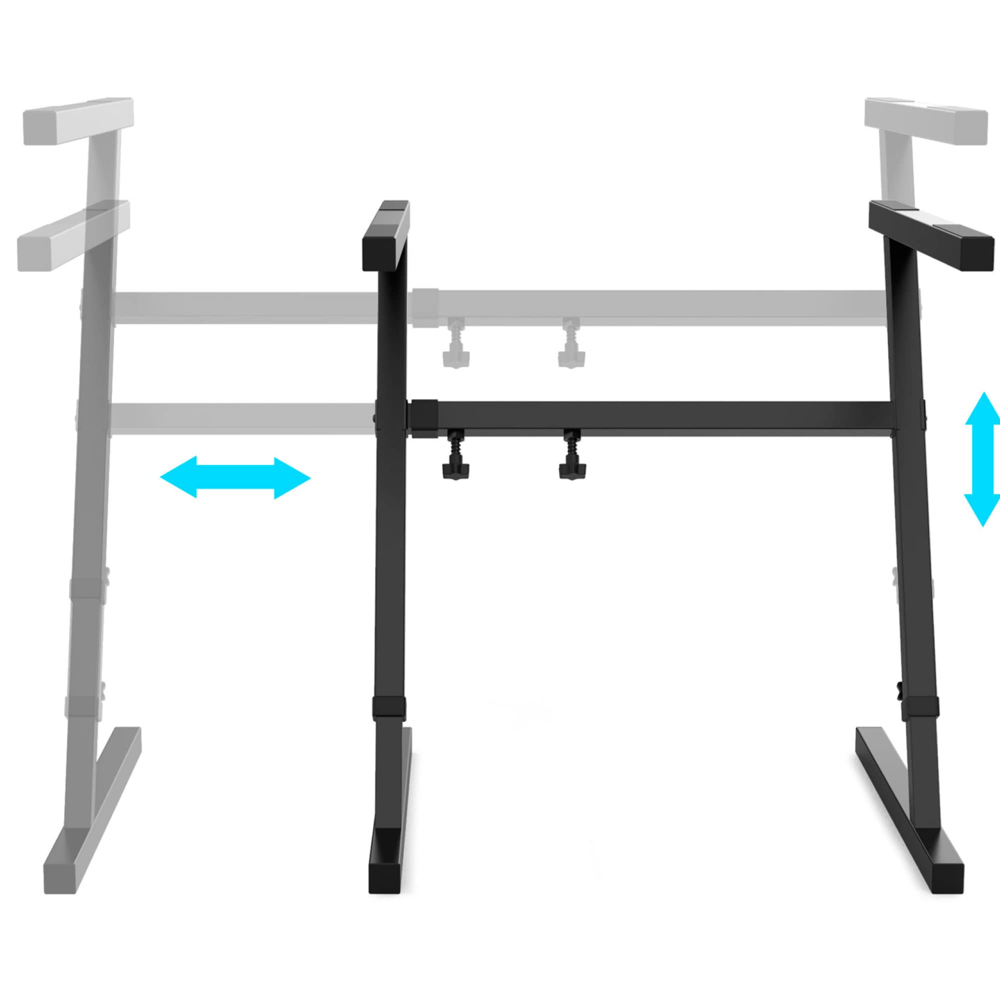 Audibax KS18 - Soporte de Teclado en Forma de Z - Soporte para Teclado Electrónico de Alta Resistencia - Altura Regulable de 59 a 90 cm - Ancho Ajustable de 60 a 100 cm Multicolor