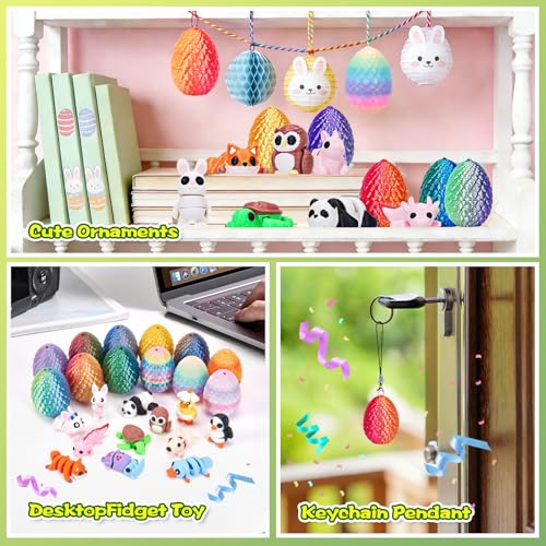 Image of Mini Dragon Eggs & Animals Prefilled Easter Eggs Easter Basket Essentials&Stuffers Surprise Toy Eggs with Mini Animals Inside Fidget Sensory Toys for Kids