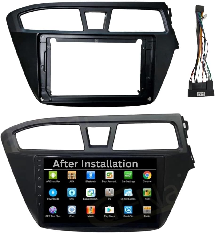Modorwy ABS300 Plastic Material 9 inch Car Stereo Frame with Wiring Suitable for Hyundai i20 Elite Base Model 2014 to 2017