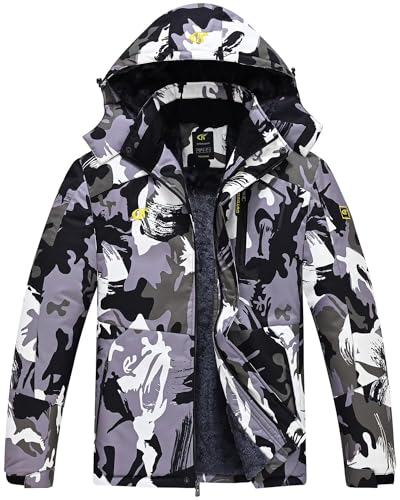 Image of QPNGRP Mens Waterproof Fleece Ski Jacket Windproof Winter Snow Coat