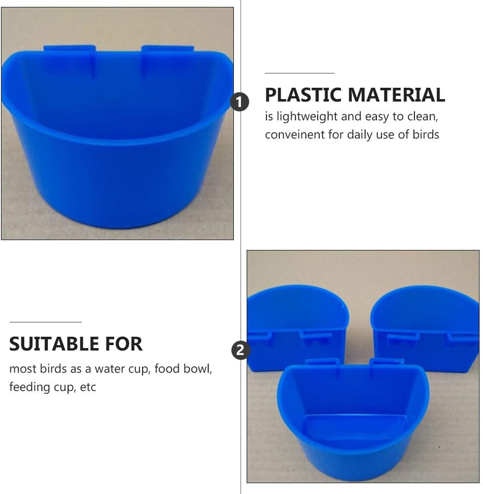 COLLBATH 10 Pcs Bird Cage Feeder Cups Plastic Cage Feeder with Hooks Semicircle Bird Water Bowl for Pigeon Feeding Water Cup for Food and 3.54 X 2.48 X 2.28 in