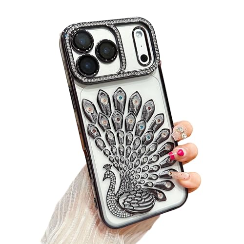 Coque iPhone 17 Pro Caseative noire transparente à paillettes scintillantes
