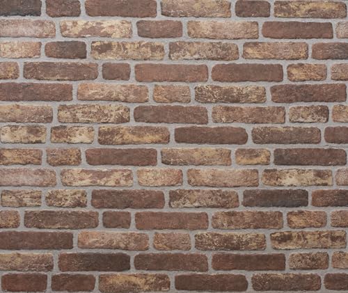 Wall!Supply 3D Wall Panels – Faux Brick, Brown Nuance Weathered – Lightweight Foam (EPS) – Wallpaper Alternative for Living Room, Bedroom & Office – Easy DIY Installation – 4 Pack, Covers 25.84 Sq Ft