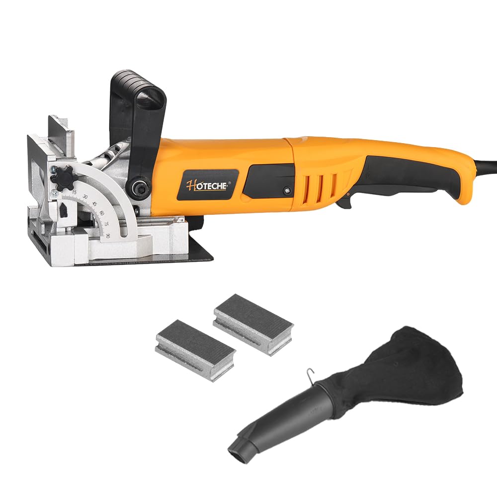Hoteche 1010W Holz Schlitzfräse - Flachdübelfräse mit 100mm Sägeblatt, 11000rpm, 220-240V - Ideal für Holzplatten, Sperrholz, MDF & mehr - Inklusive Staubbeutel und Zubehör - Max. Schnitttiefe 20mm