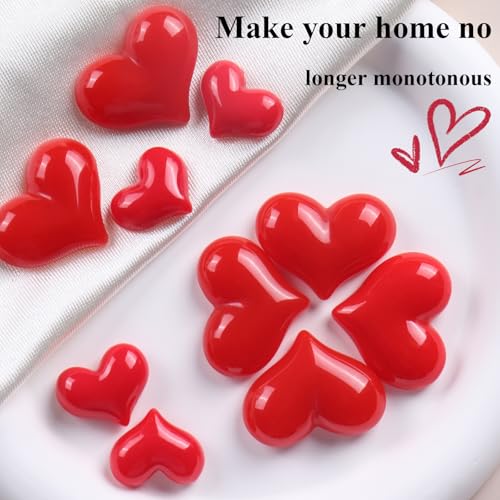 Imanes decorativos pequeños en forma de corazón rojo, pack de 8 miniatura 2