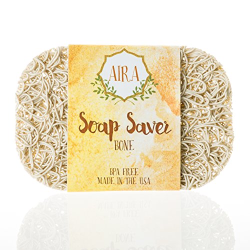 Aira Soap Saver - Soap Dish & Soap Holder Accessory - BPA Free Shower & Bath Soap Holder - USA Made - Drains Water, Circulates Air, Extends Soap Life - Easy to Clean, Fits All Soap Dish Sets - Bone