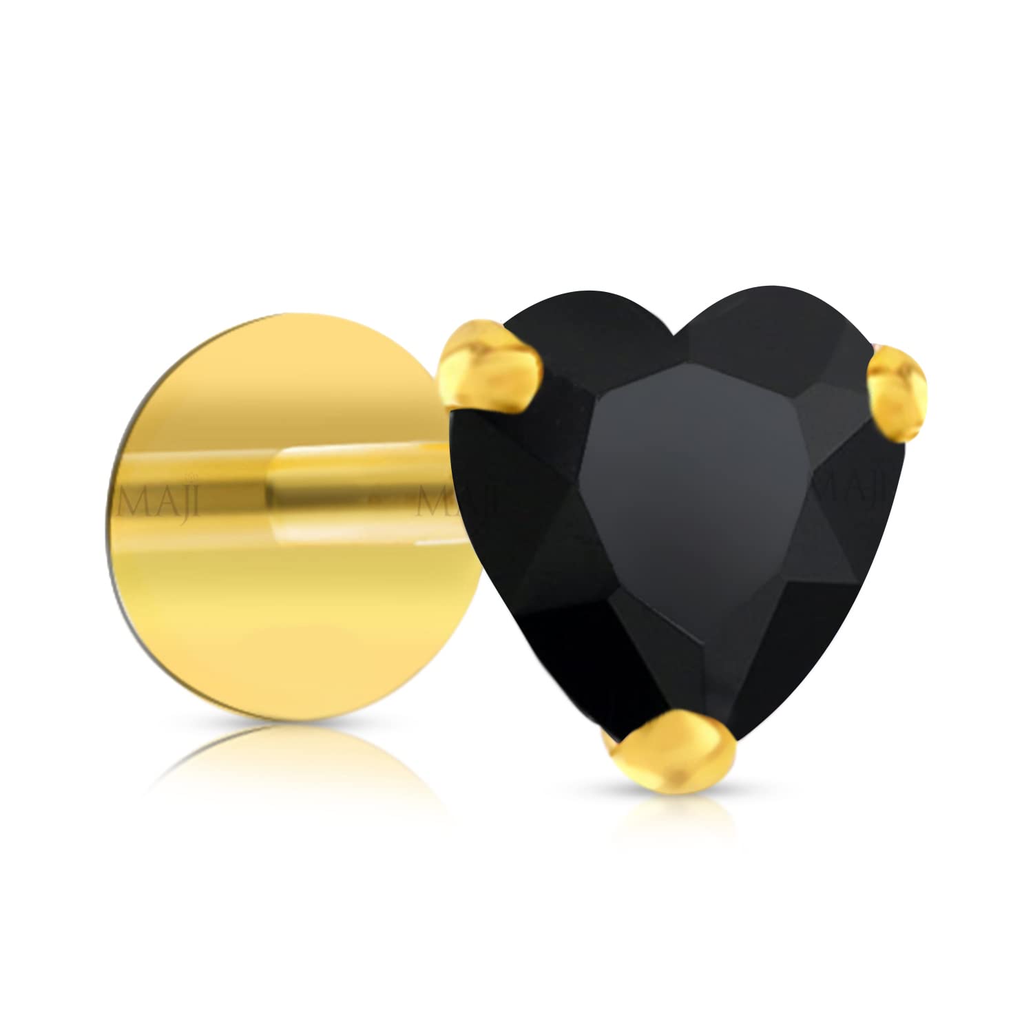 MAJI by GEHLOT Heart Shape Diamond | Pure Gold | Nose Pins Studs For Women And Girl - Black (B09VGND5D5) Amazon Price History, Amazon Price Tracker