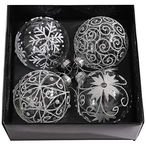 4 Bolas de Navidad de Cristal Redondas Warmiehomy 8cm Cover