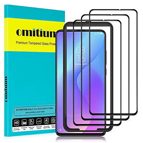 omitium Protector Pantalla para Xiaomi Mi 9T, [3 Pack] Xiaomi Mi 9T Cristal Templado [Cobertura máxima][ [Marco Instalación Fácil] Sin Burbujas Dureza 9H Vidrio Templado Xiaomi Mi 9T, 6,39”