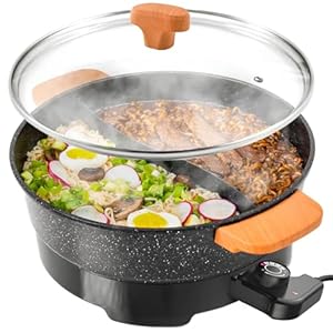 Hot Pot Electric – Portable Electric Hot Pot Cooker – Hot Pot Electric with Divider – Chinese Hot Pot, Shabu Shabu Hot Pot – Versatile Hot Pot Cookware – Hot Pot by Rolka