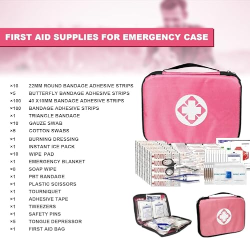Image of 305Pcs Car First Aid Kit Refill Supplies for Business Home First Aid Emergency Kits for Office Business Compact Lovely Bag for Outdoor Activities Skating Boating