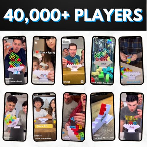 Image of Stack Attack Tower Game, Fun Balance Games for Kids & Adults, Family Game Night Building Block and Stacking Gifts, Includes 48 Pcs & 36 Cards, Novelty Toy Gift