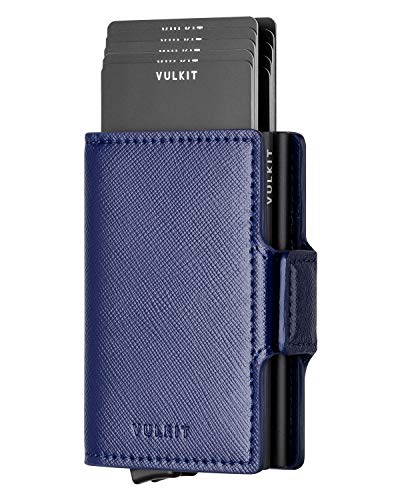 Image of VULKIT Credit Card Holder RFID Blocking Leather Automatic Pop Up Wallet Magnetic Wallet Double Card Case for Men and Women