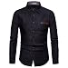 LOCALMODE Men's Casual Dress Shirt Button Down Jeans Shirt Fashion Denim Shirt Black L