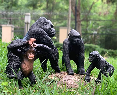 Gemini & Genius King Kong Toys, Safari Animal Toys Gorilla Family Figurines, Wildlife World Action Figure, Backyards Garden Flowerpot Room Decoration, Cup Cake Toppers For Ages 3 Years Old & Up Kids #TOP1