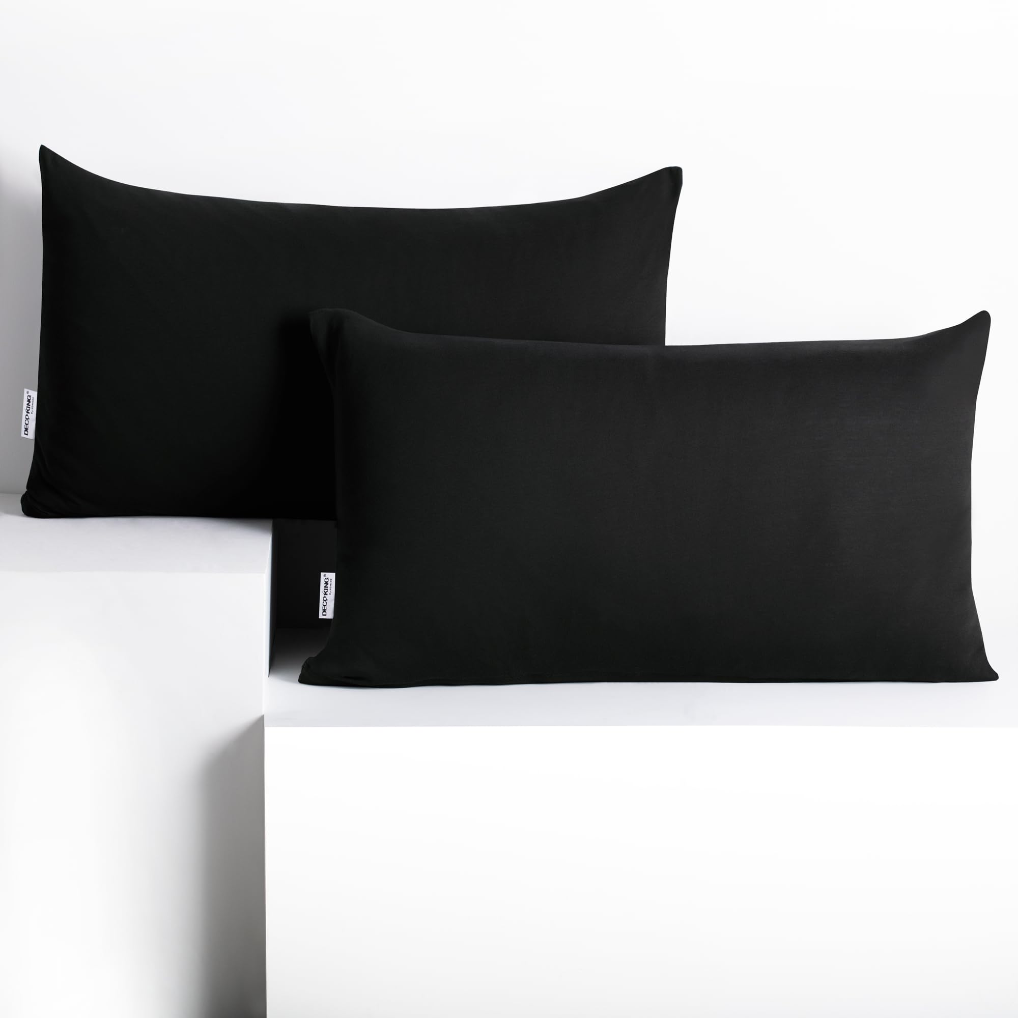DecoKing 2 Pillowcases 50 x 60 cm Jersey Cotton Zip Black Amber