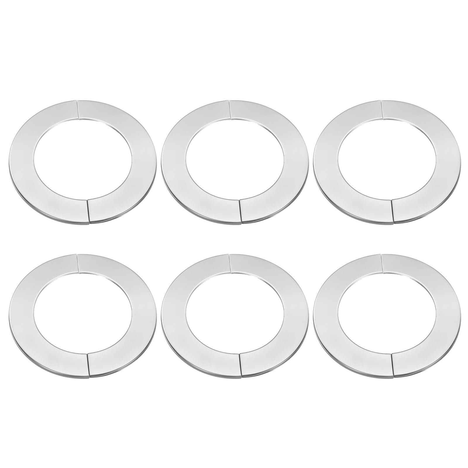 sourcing map 6pcs Wall Split Flange 3.58" (91mm) Stainless Steel Round Self-Adhesive Split Flange Pipe Cover Clip-on Escutcheon Collar for Floor Ceiling Bathroom Kitchen Toilet