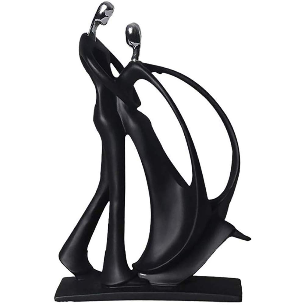 Statue de musicien moderne en art abstrait noir pour décoration salon 27x17cm