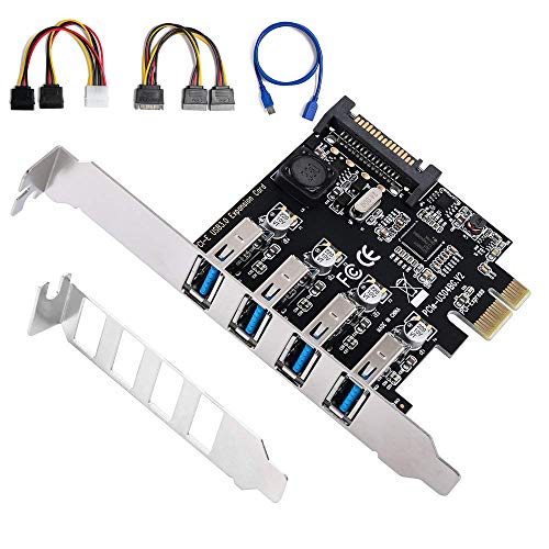 SHINESTAR PCIe to USB 3.0 Card, 4 Port USB 3.0 to PCI Express Expansion Card with Low Profile Bracket, Internal USB 3.0 Card for Desktop PC, Support Windows 10/8.1/8 / 7 /XP