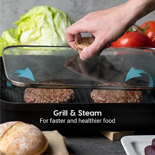 Iris Usa Indoor Grill Pan With Lid And Silicone Handle Covers, Non-Stick Stove Top Griddle Skillet (Rectangular) #TOP1