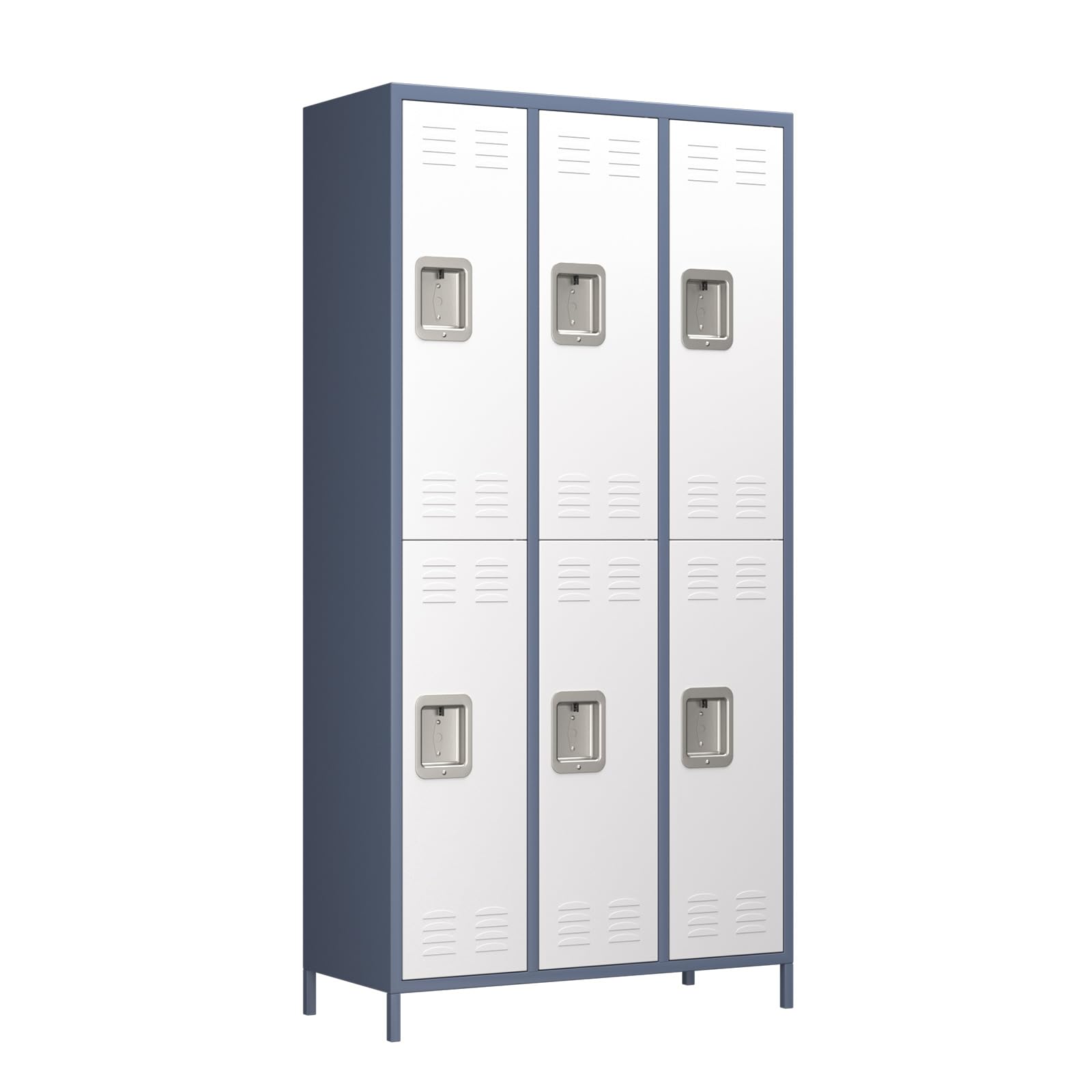 SUXXAN 6 Doors Storage Locker,Metal Locker for School Office Gym Home Employees Staff Sundries Room W35.43*D15.7*H72(White&amp;Grey)