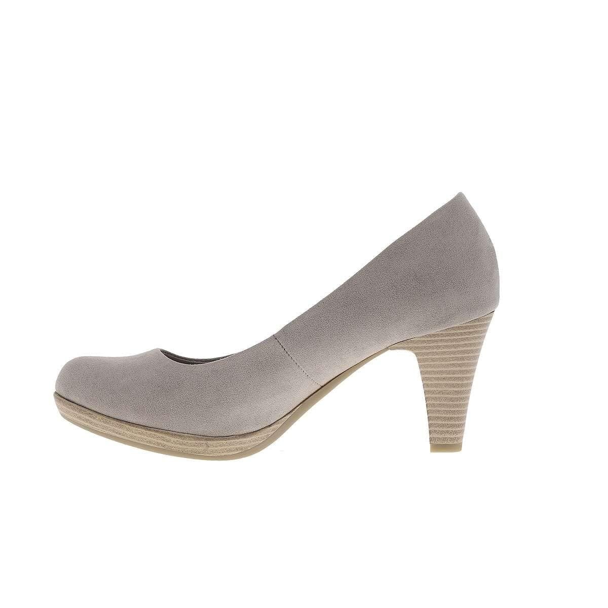 MARCO TOZZI Women's Vegan Court Shoes with Funnel Heel, Taupe, 8.5 UK