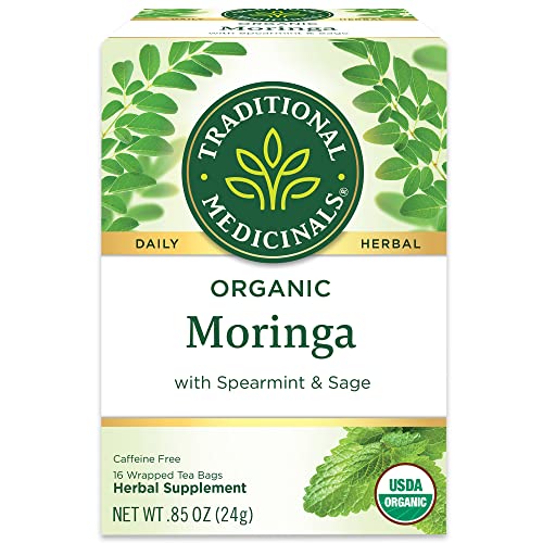 Traditional Medicinals - Organic Moringa Herbal Tea- Includes Spearmint & Sage - 16 Tea Bags Total