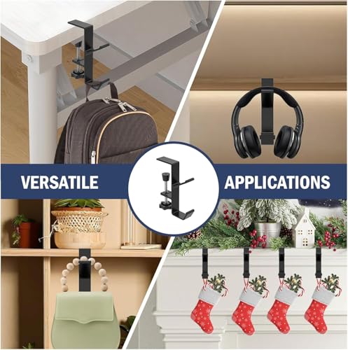 Guojanfon Garland and Stocking Mantel Holders with 2 Hooks, Mantel Hanger for Garland, 2 in 1 Mantel Garland and Stocking Hangers Heavy Duty, Fireplace Garland Hanger for Xmas Decoration - Thumbnail 6