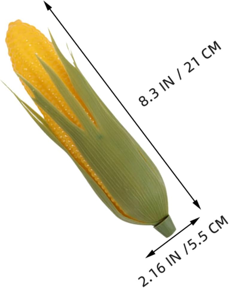 Cabilock 10pcs Realistic Artificial Corn Models, Lifelike Simulated Vegetable Decor with Green Husk, Photography Props for Kitchen and Home Decoration