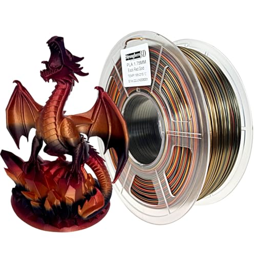Stronghero3D PLA 3D-Drucker-Filament, 1,75 mm, Seide, Gold und Schwarz, 1 kg Genauigkeit +/- 0,05 mm für ender3 Cr10 Sovol