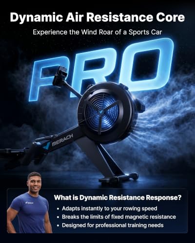 Image of Merach R60N Rowing Machine Indoor, Powerful Air & Magnetic Dual Resistance